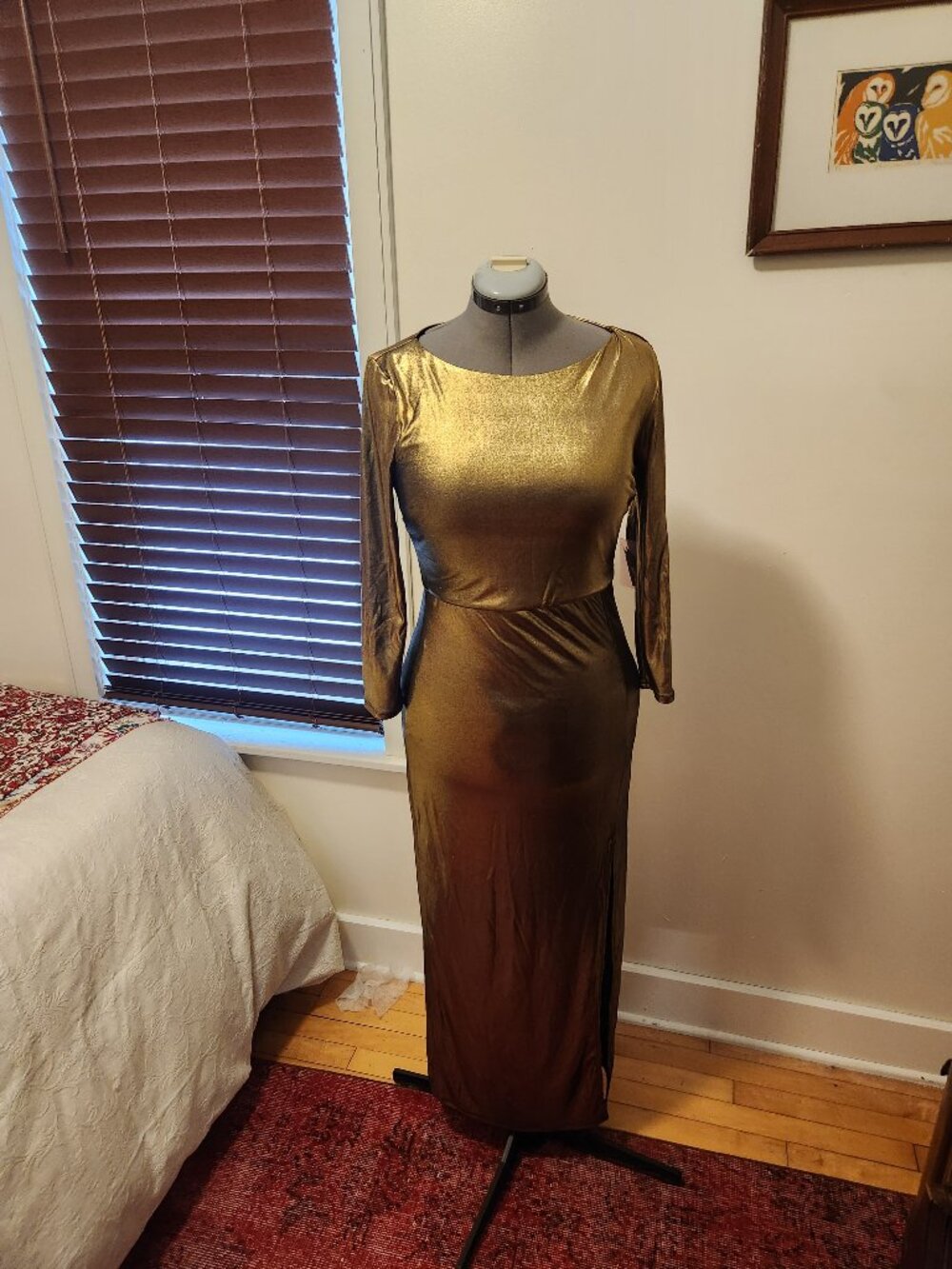 Early 2000s GOLD LUREX BODYCON DRESS HALLOWEEN VINTAGE BNWT L